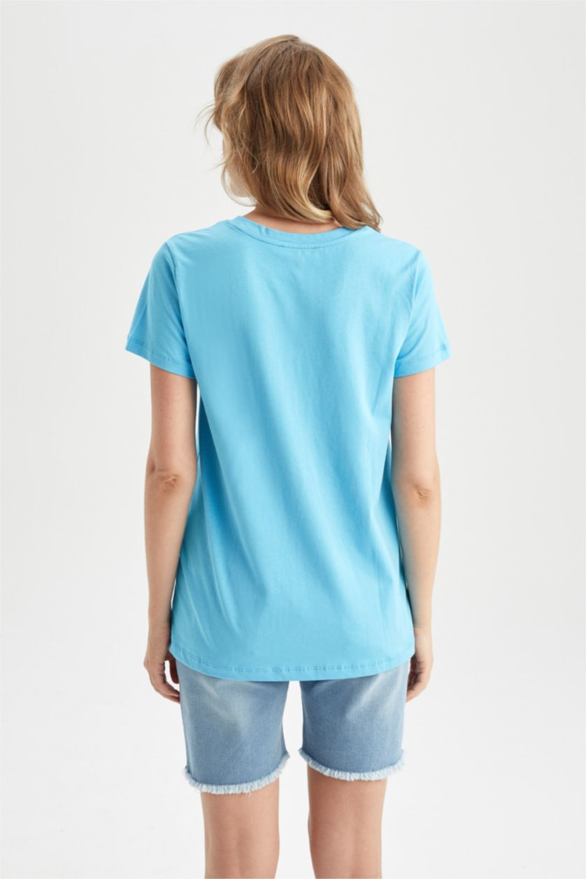 FEMME Bleu T-shirt de maternité à manches courtes avec imprimé à coupe régulière