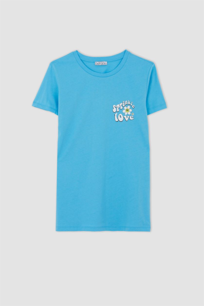 FEMME Bleu T-shirt de maternité à manches courtes avec imprimé à coupe régulière