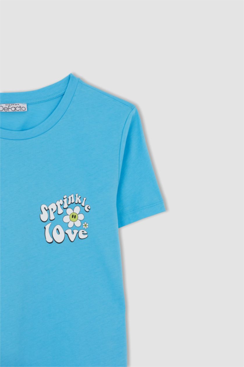 FEMME Bleu T-shirt de maternité à manches courtes avec imprimé à coupe régulière