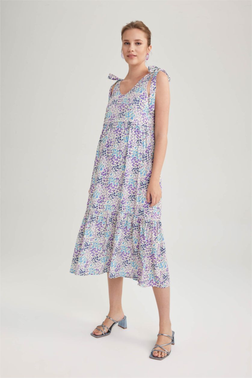 WOMAN Lilac Regular Fit Long Maternity Dress