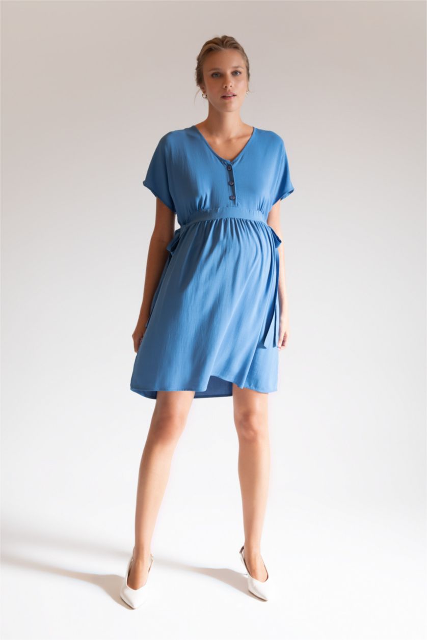 نساء أزرق فستان حمل ستاندارت قصة عادية