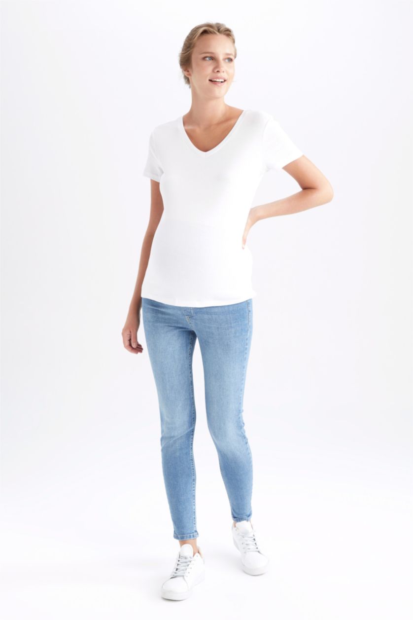 FEMME Indigo Pantalon de grossesse slim taille haute coupe skinny