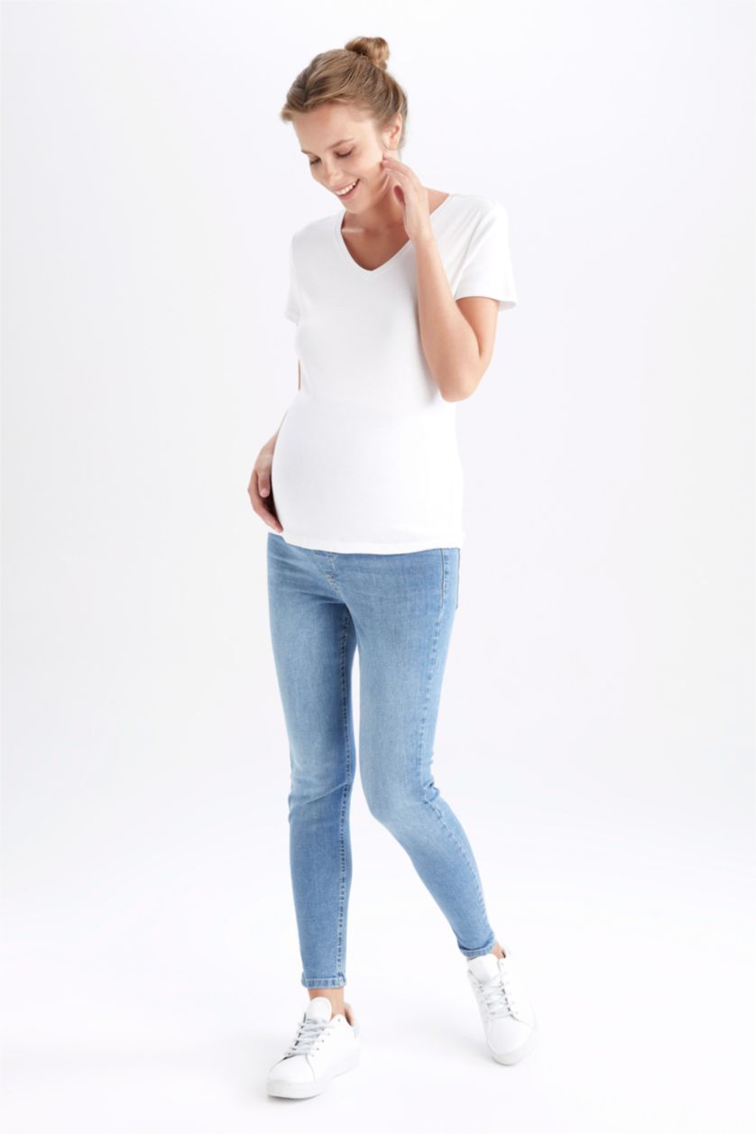 FEMME Indigo Pantalon de grossesse slim taille haute coupe skinny