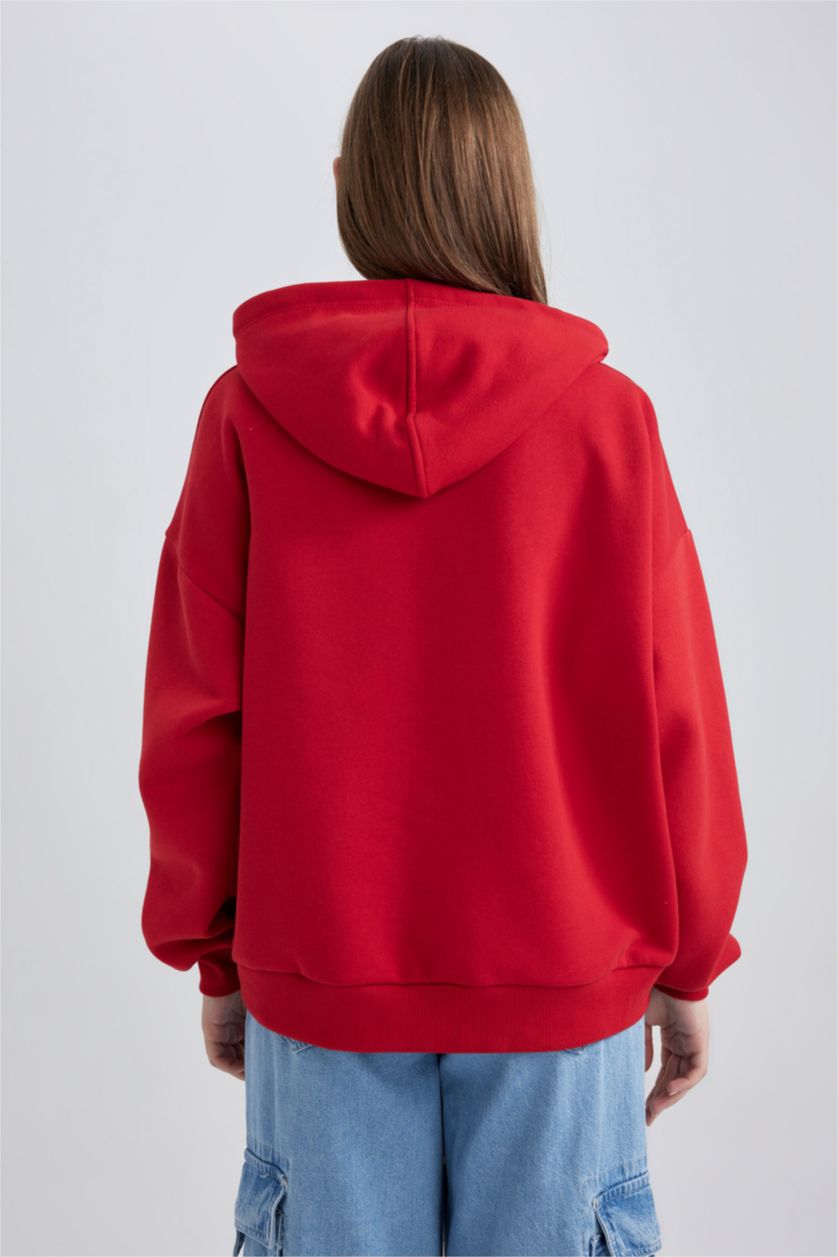 WOMAN Red Loose Fit Thick Sweatshirt Fabric Sweatshirt