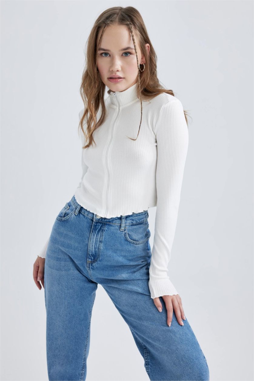 FEMME Blanc Cardigan Coupe Slim
