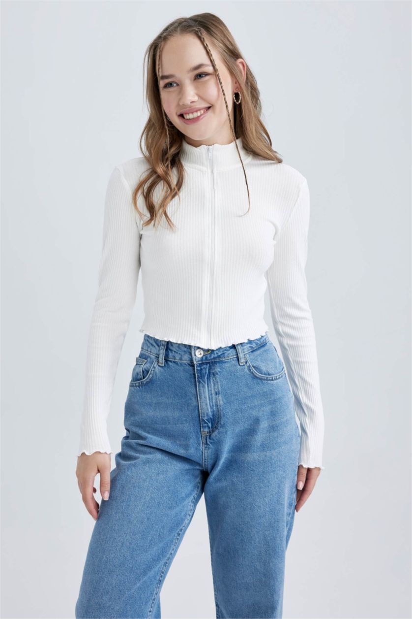 FEMME Blanc Cardigan Coupe Slim