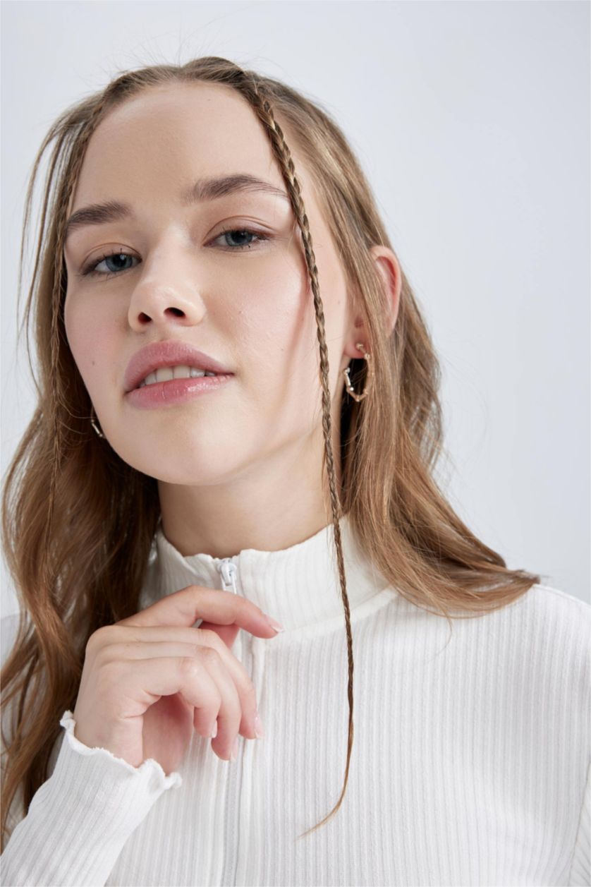 FEMME Blanc Cardigan Coupe Slim