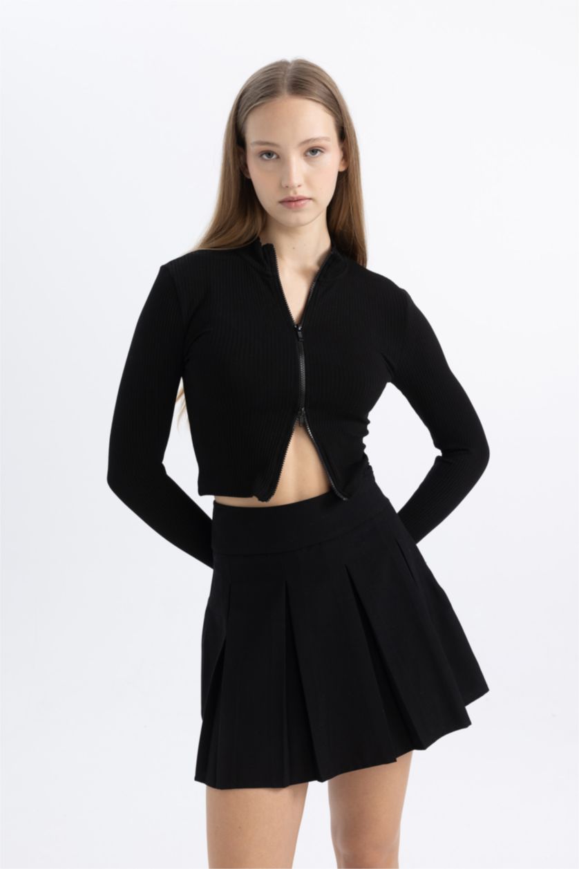 Kadın Siyah Fıtted Fitilli Kaşkorse Hırka