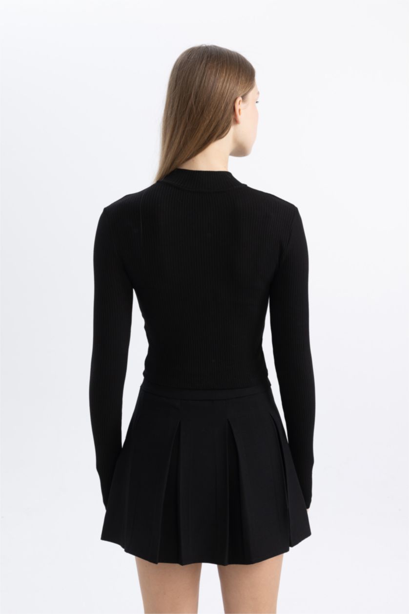 Kadın Siyah Fıtted Fitilli Kaşkorse Hırka