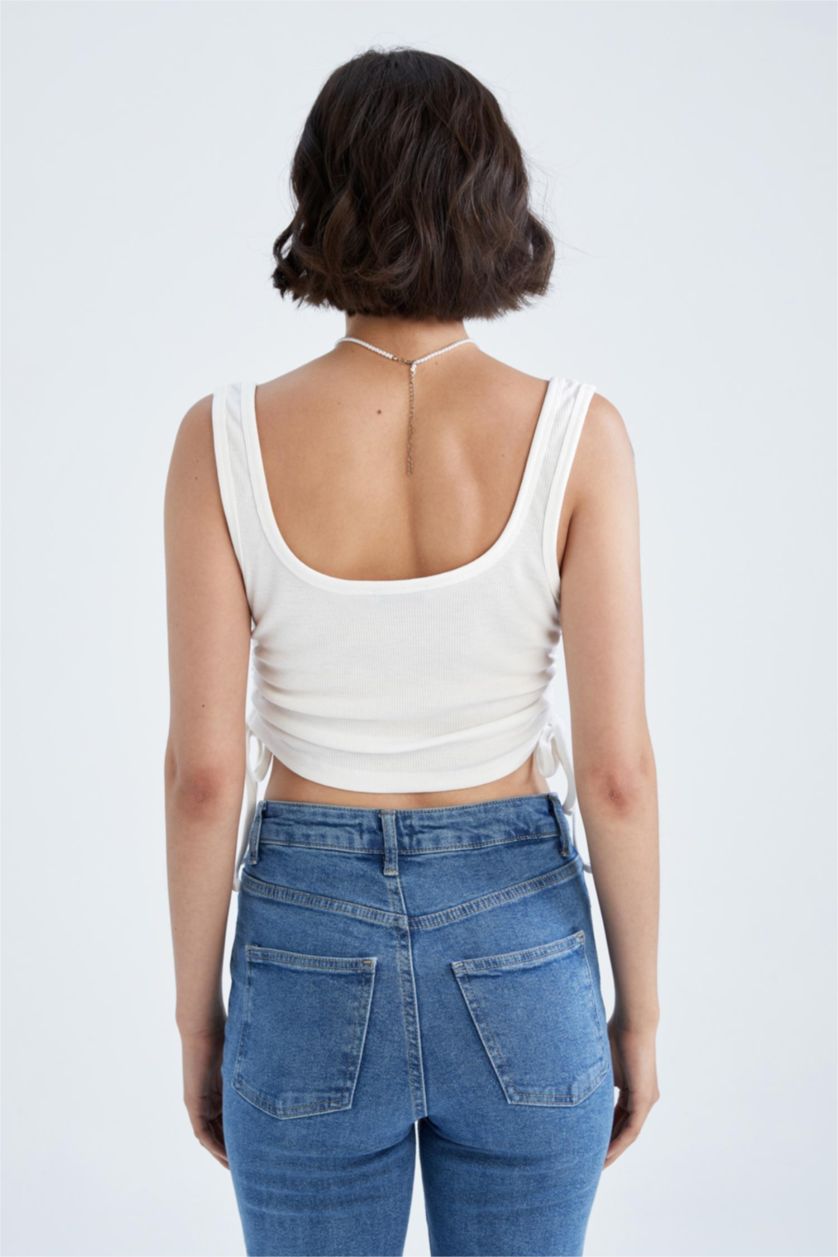 WOMAN White Slim Fit Camisole Crew Neck Tank Top