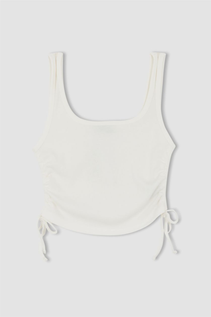 WOMAN White Slim Fit Camisole Crew Neck Tank Top