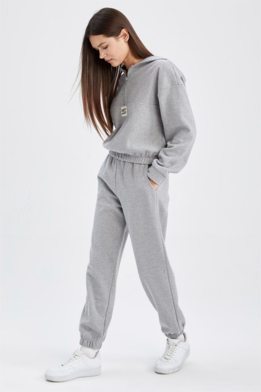 حريمي ميلانج رمادي بنطلون سويت بانتس بيزك قصة عادية