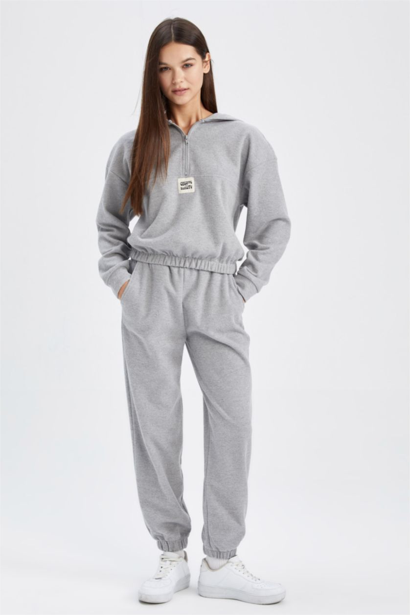 حريمي ميلانج رمادي بنطلون سويت بانتس بيزك قصة عادية