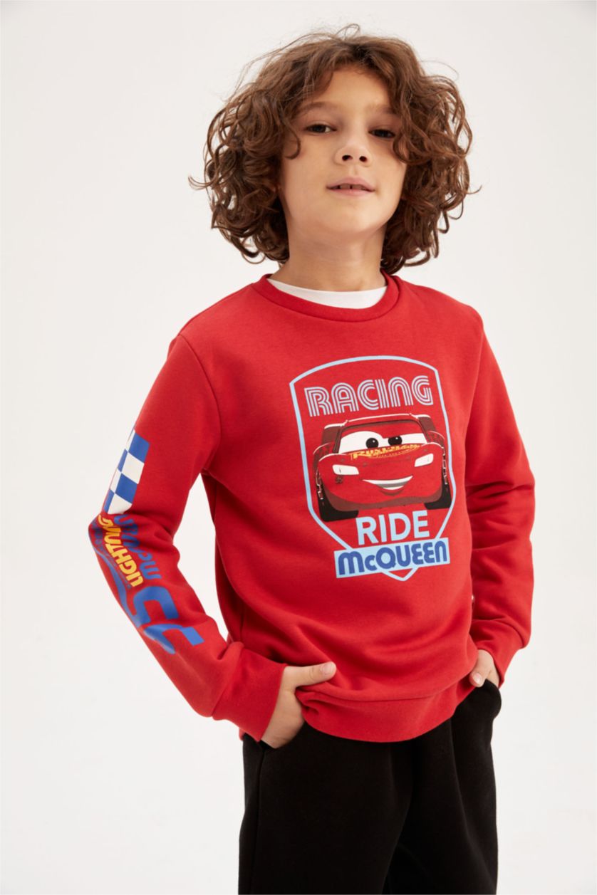 BOYS & TEENS Red Boys Cars Crew Neck Sweatshirt