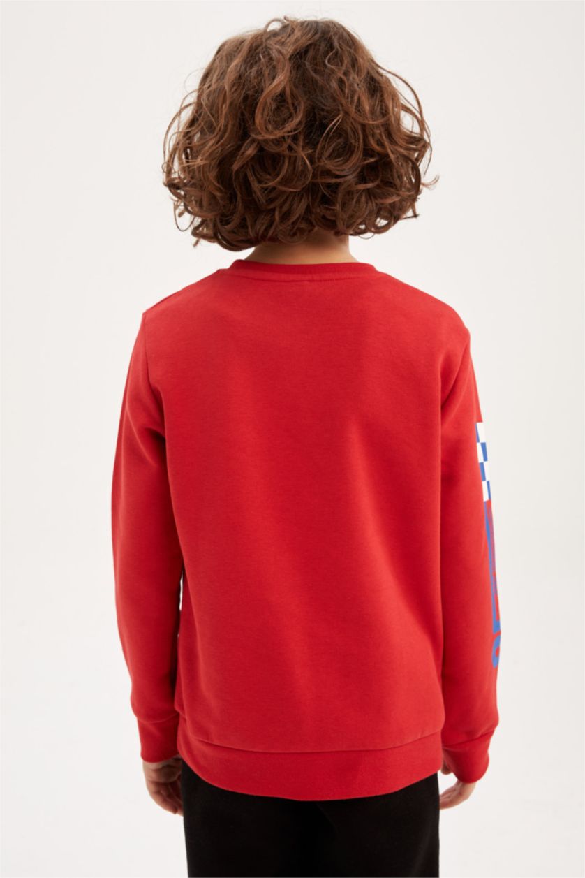 BOYS & TEENS Red Boys Cars Crew Neck Sweatshirt