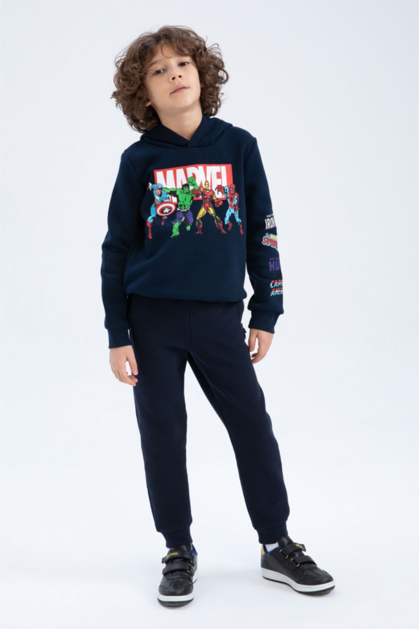 BOYS & TEENS NAVY Regular Fit Licensed by Marvel Hooded Sweatshirt