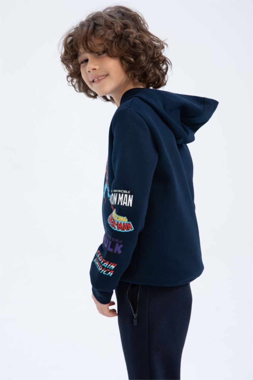 BOYS & TEENS NAVY Regular Fit Licensed by Marvel Hooded Sweatshirt
