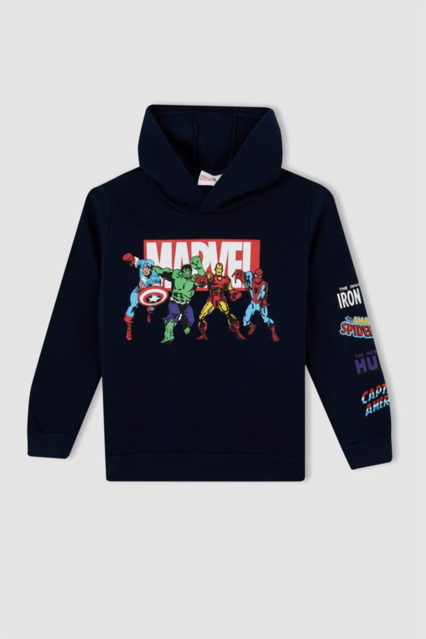 BOYS & TEENS NAVY Regular Fit Licensed by Marvel Hooded Sweatshirt