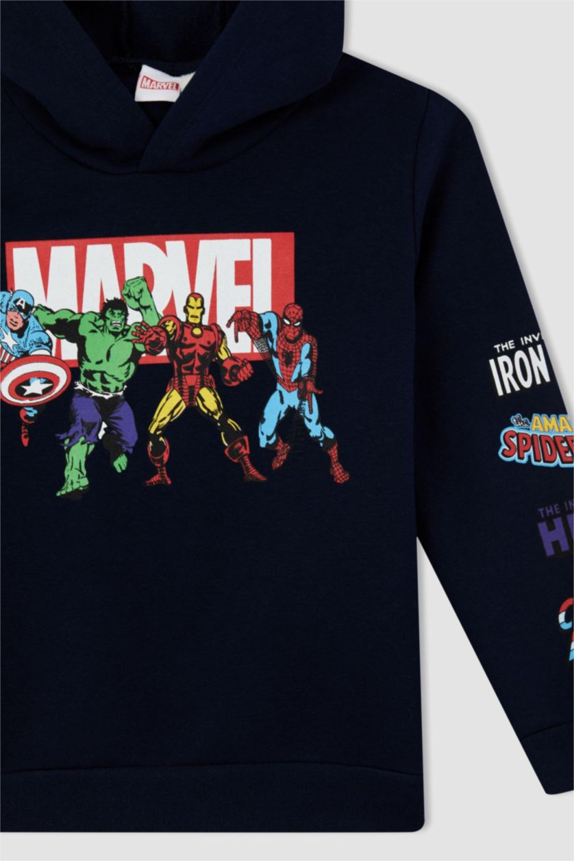 BOYS & TEENS NAVY Regular Fit Licensed by Marvel Hooded Sweatshirt