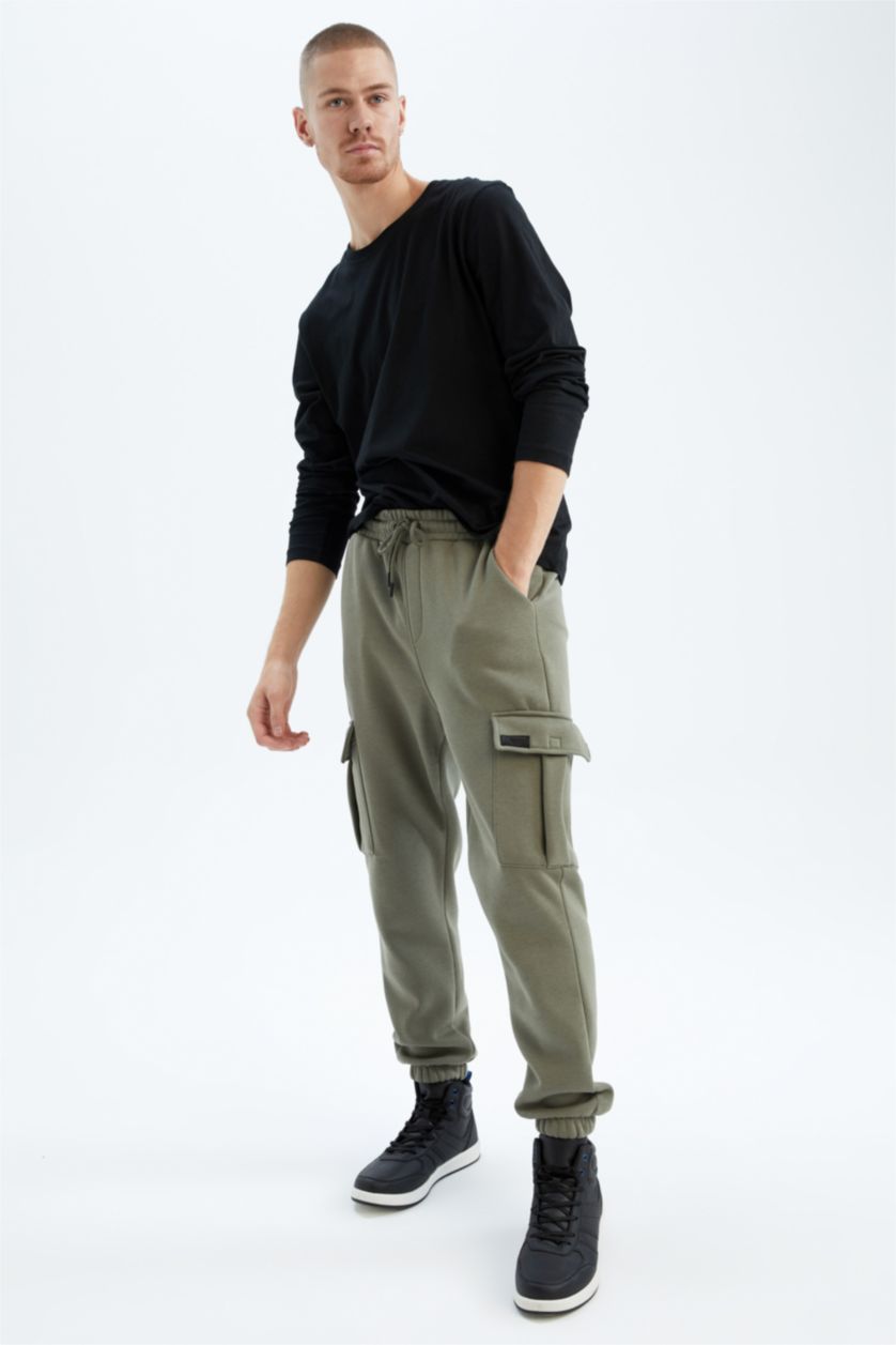 Man Light Khaki Defacto Fit Standard Fit Jogger Sweatpants