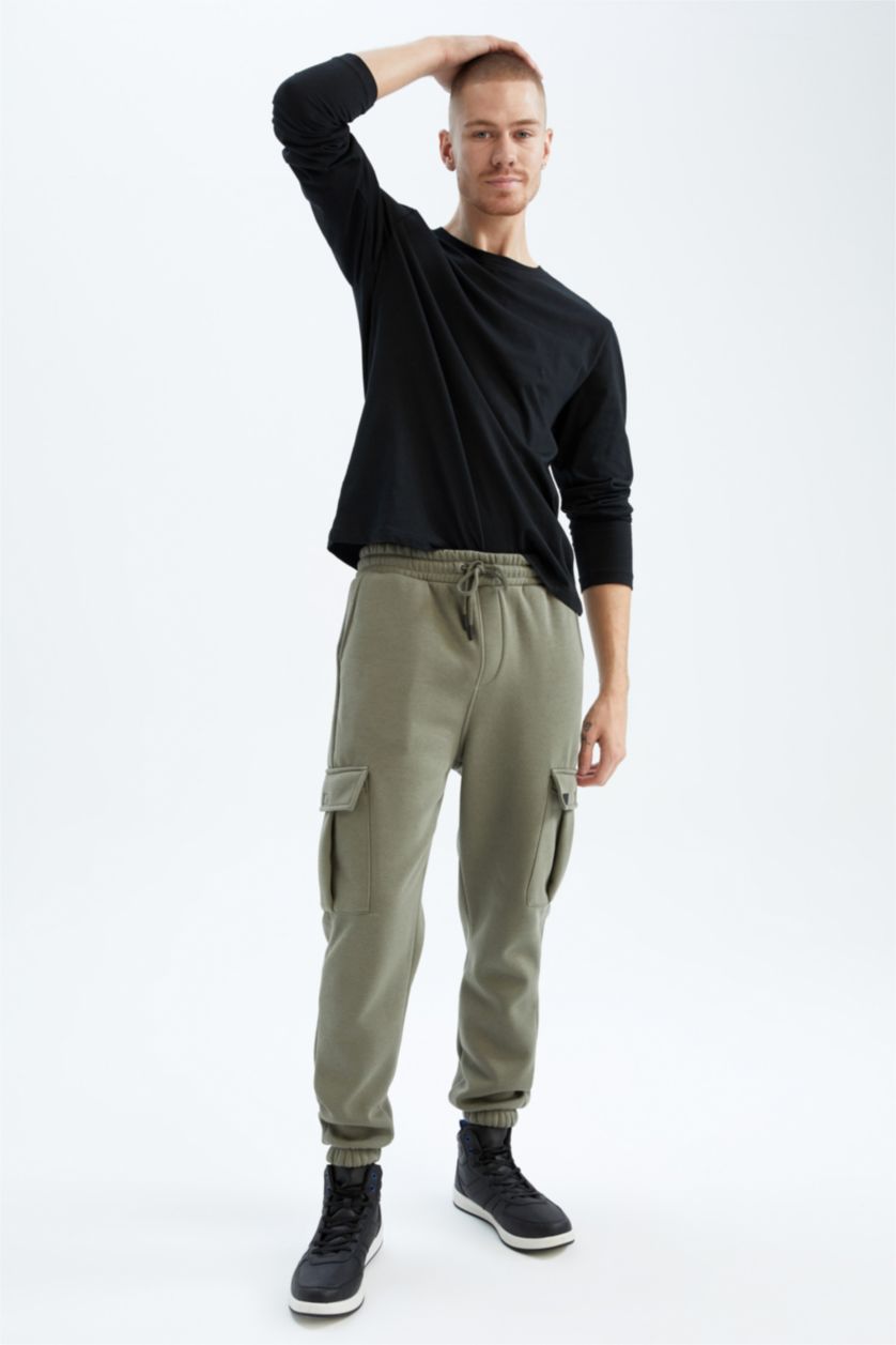 Man Light Khaki Defacto Fit Standard Fit Jogger Sweatpants