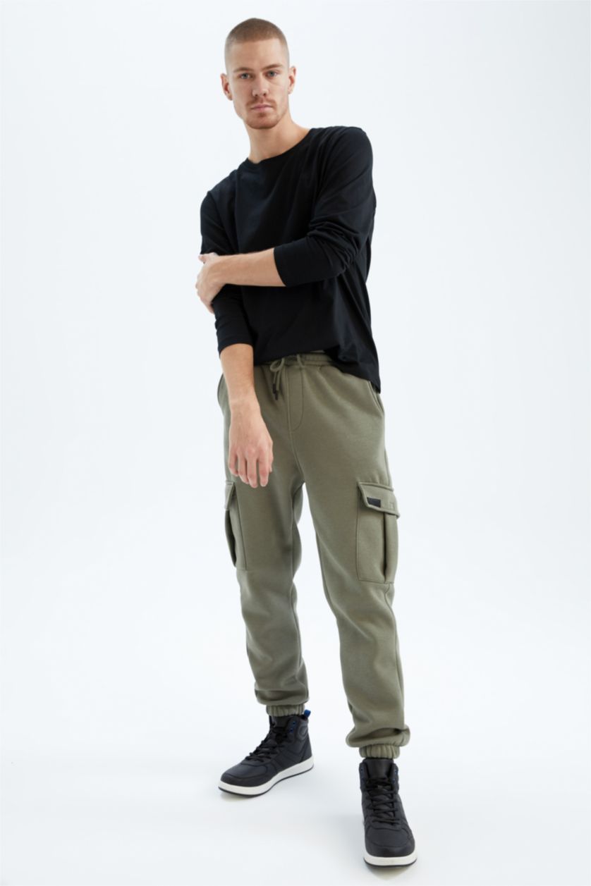 Man Light Khaki Defacto Fit Standard Fit Jogger Sweatpants