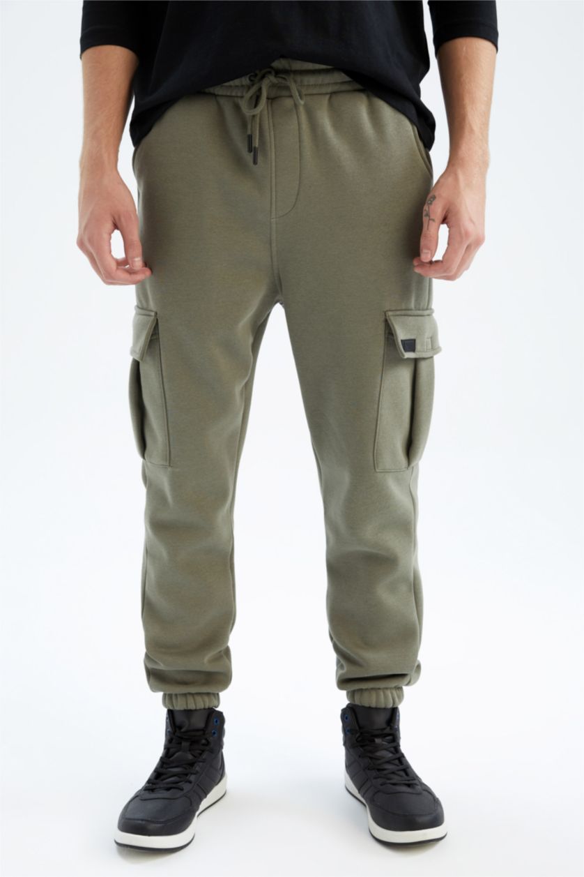 Man Light Khaki Defacto Fit Standard Fit Jogger Sweatpants