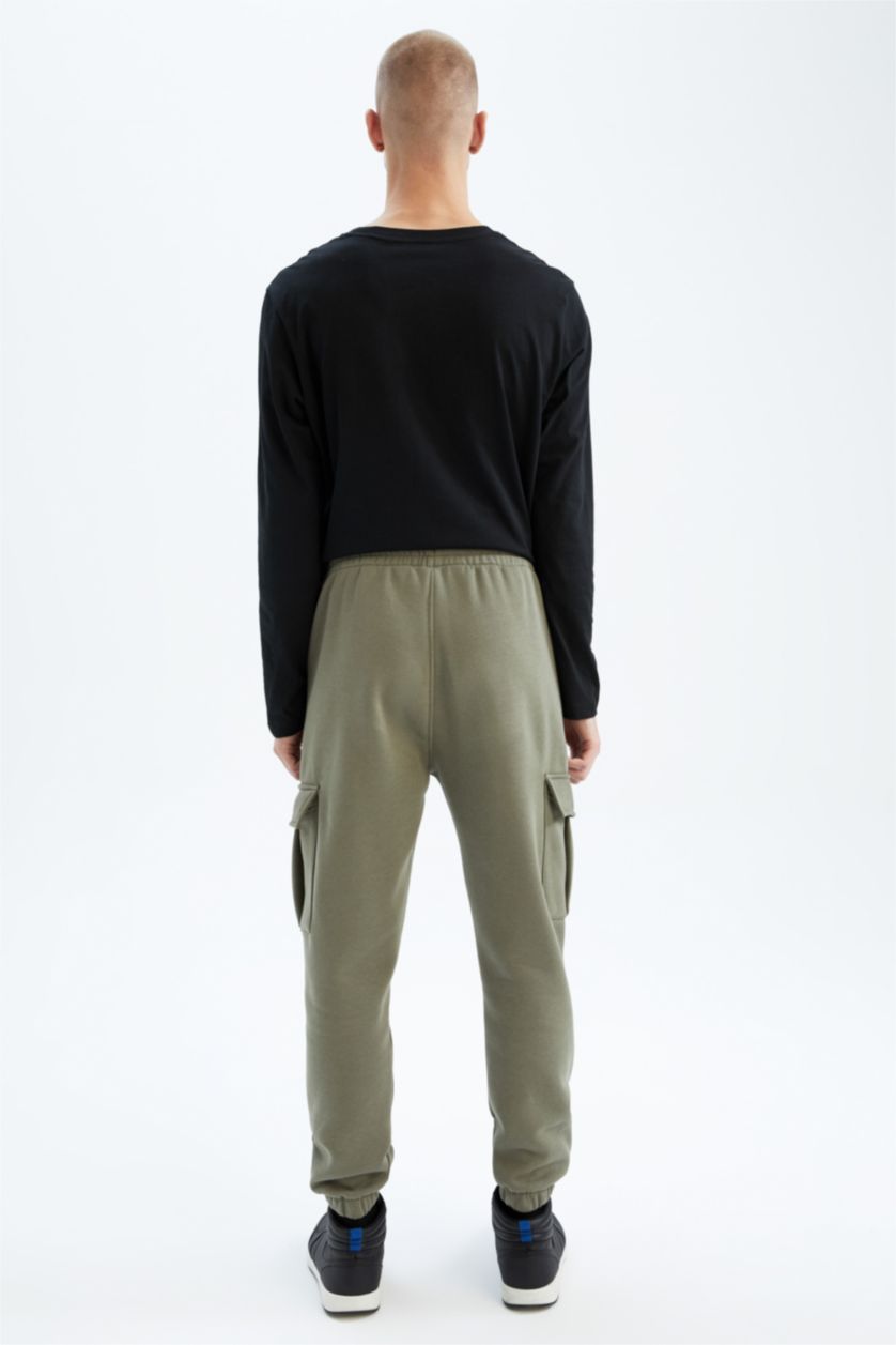 Man Light Khaki Defacto Fit Standard Fit Jogger Sweatpants