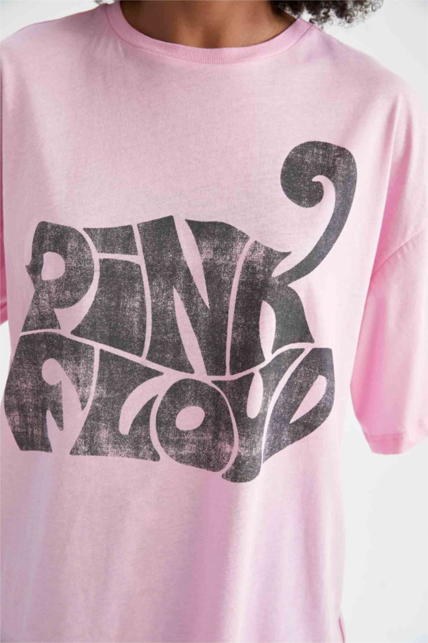 Kadın Pembe Oversıze Kısa Kollu Tişört