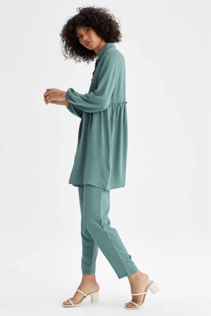 نساء أخضر Regular Fit Long Sleeve Tunic