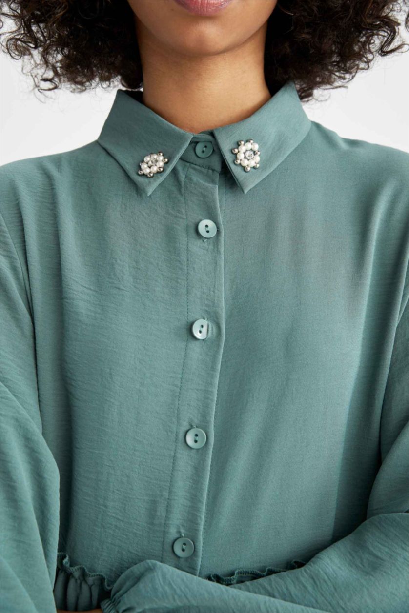 نساء أخضر Regular Fit Long Sleeve Tunic