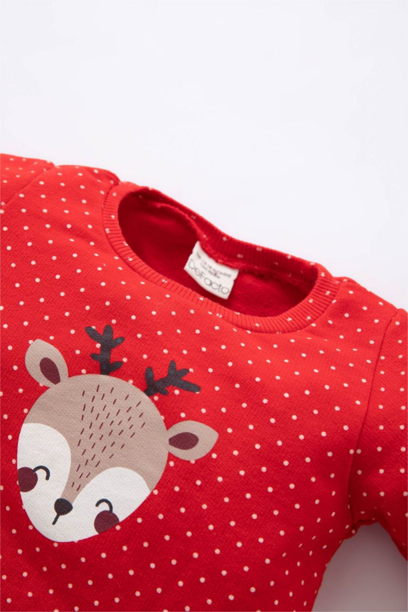BABY GIRL Red 2 piece Regular Fit Crew Neck Polka Dot Set