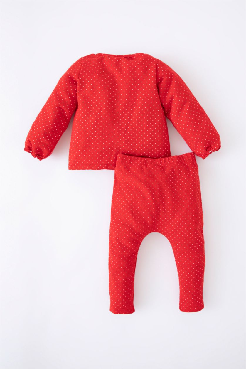 BABY GIRL Red 2 piece Regular Fit Crew Neck Polka Dot Set