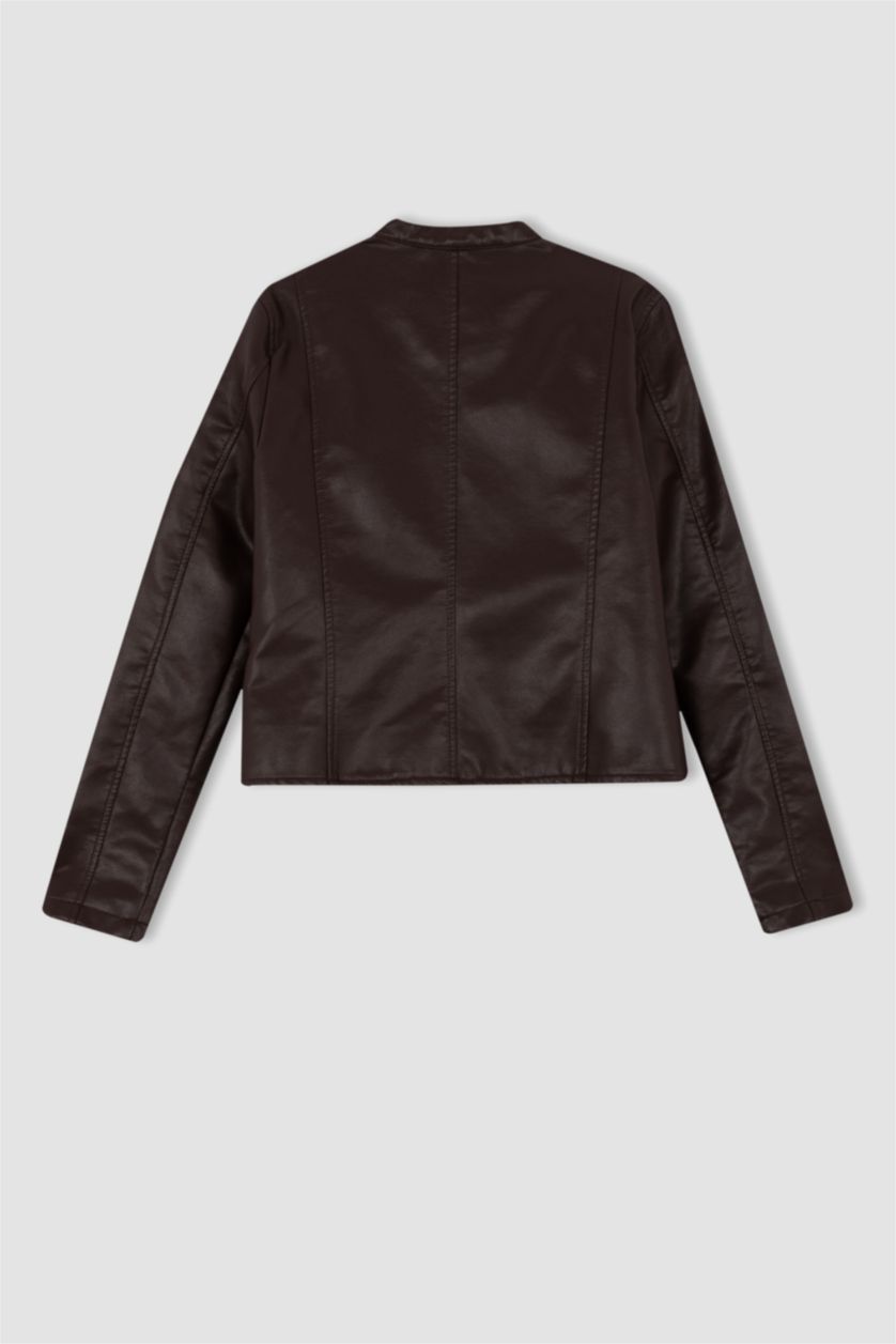 Женская Коричневый Faux Leather Jacket