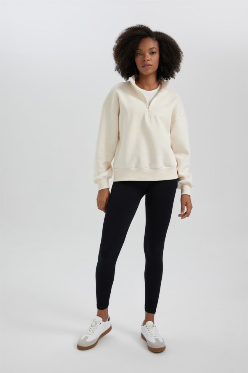 WOMAN Ecru Regular Fit Thick Sweatshirt Fabric Sweatshirt
