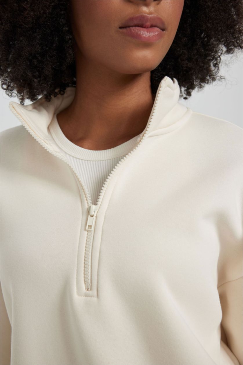 WOMAN Ecru Regular Fit Thick Sweatshirt Fabric Sweatshirt