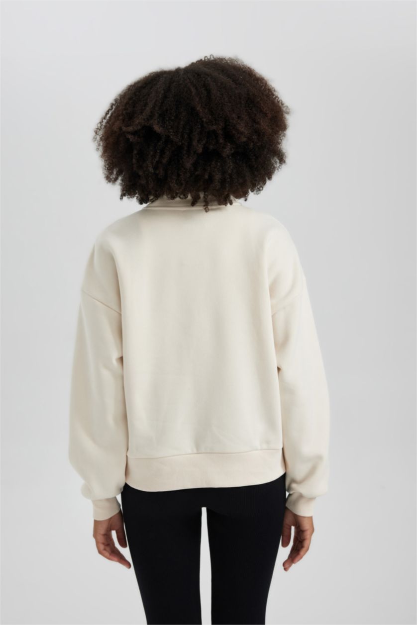 WOMAN Ecru Regular Fit Thick Sweatshirt Fabric Sweatshirt
