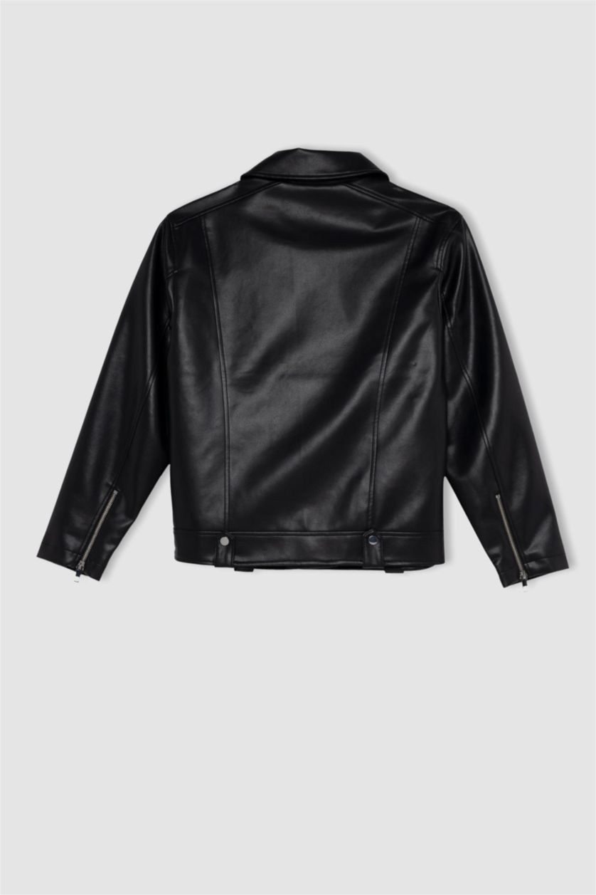 WOMAN Black Water Repellent Oversize Fit Faux Leather Biker Jacket