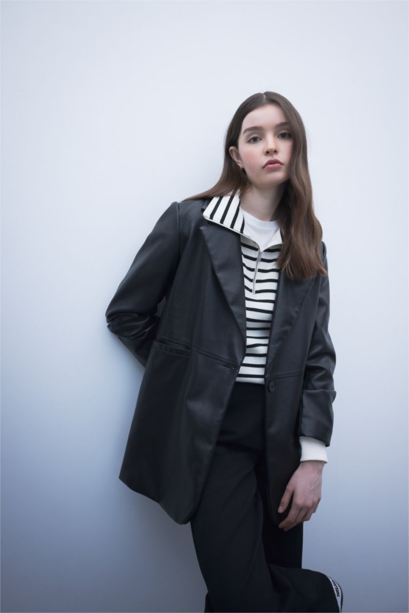 WOMAN Black Faux Leather Jacket