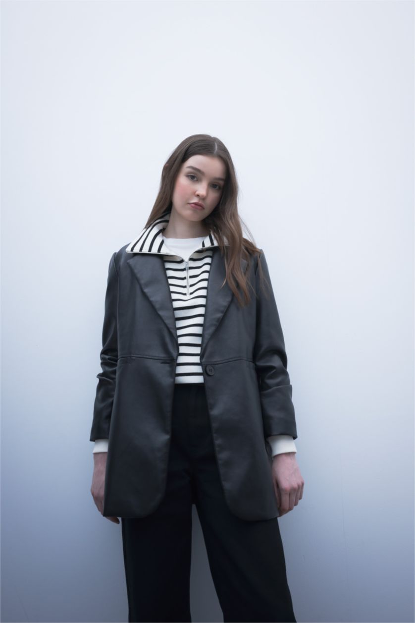WOMAN Black Faux Leather Jacket