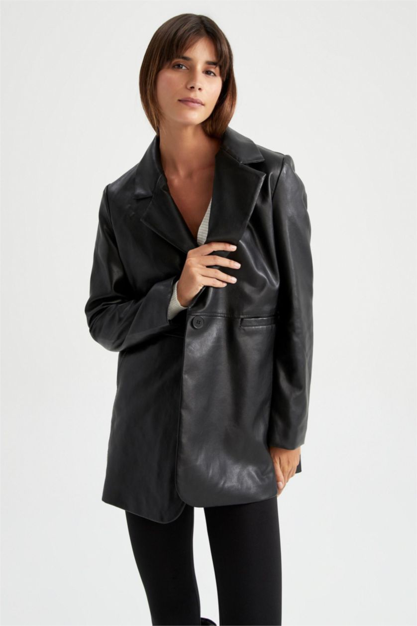 WOMAN Black Faux Leather Jacket