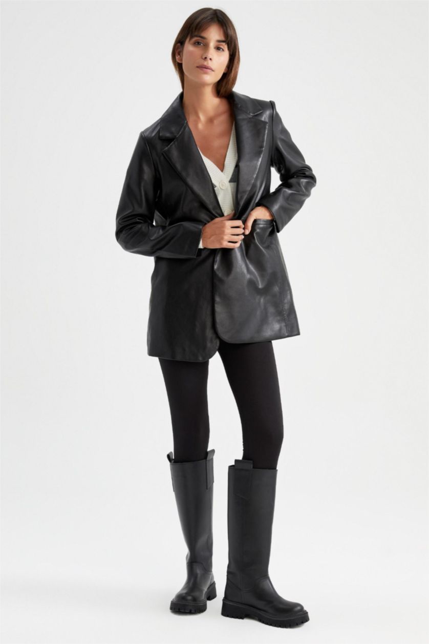 WOMAN Black Faux Leather Jacket