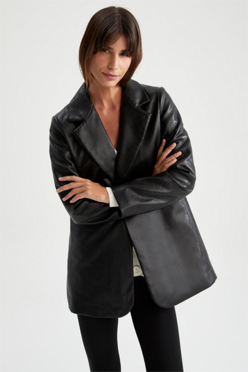 WOMAN Black Faux Leather Jacket