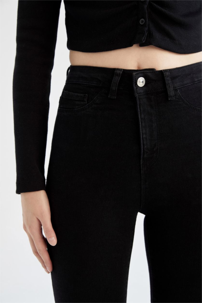 Kadın Siyah Super Skinny Jegging Fit Yüksek Bel Jean Pantolon
