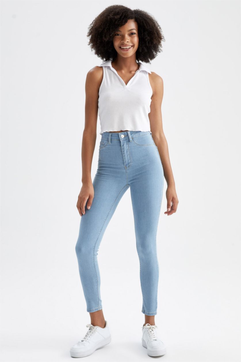 FEMME BLEU Clair Taille haute