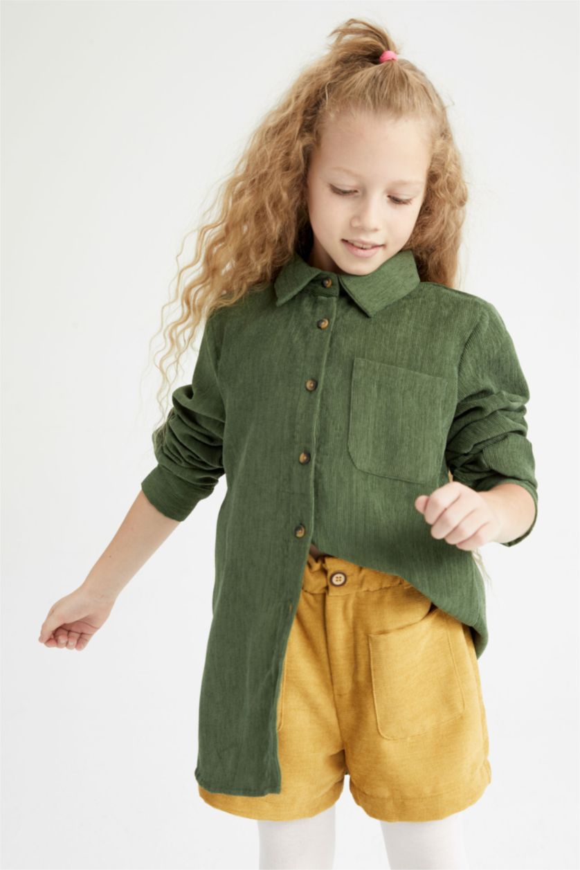 GIRLS & TEENS Dark Green Relax Fit Long Sleeve Shirt