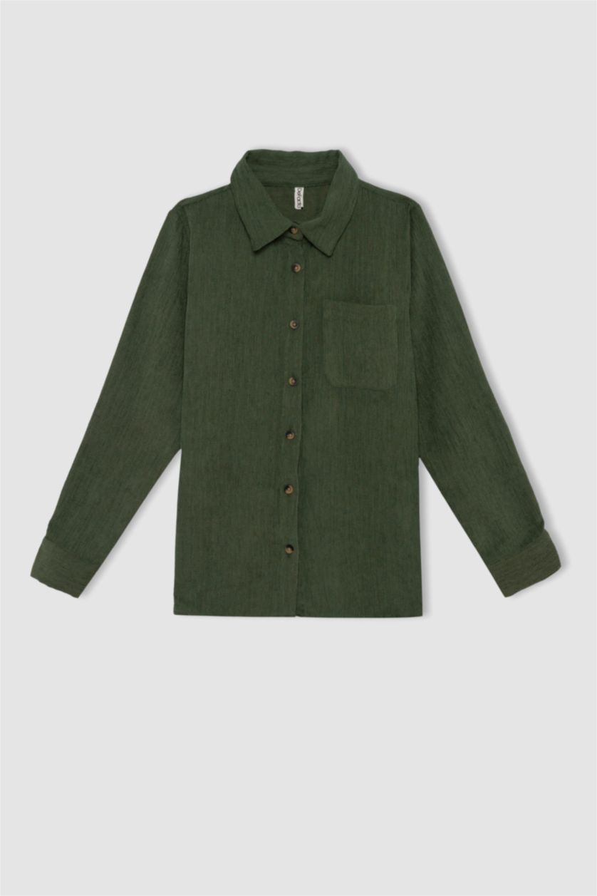 GIRLS & TEENS Dark Green Relax Fit Long Sleeve Shirt