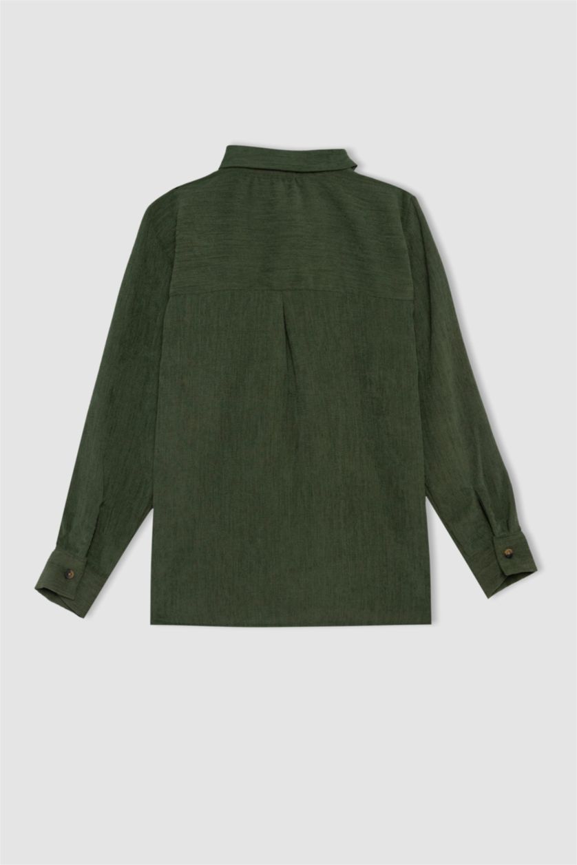 GIRLS & TEENS Dark Green Relax Fit Long Sleeve Shirt