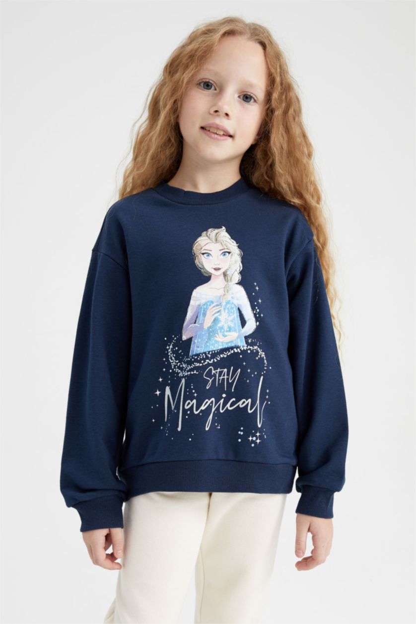 GIRLS & TEENS NAVY Regular Fit Frozen Licensed Sweatshirt