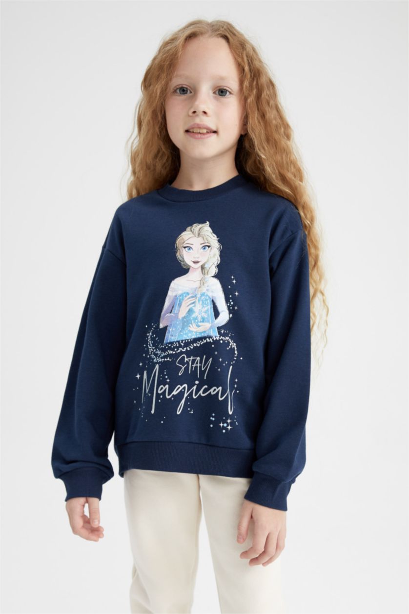 GIRLS & TEENS NAVY Regular Fit Frozen Licensed Sweatshirt